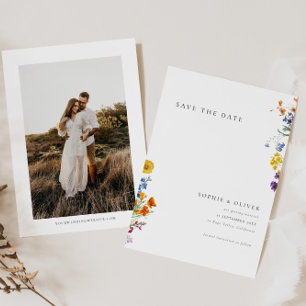 Colourful Vintage Wildflower Wedding Save The Date