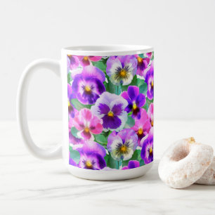 Colourful Violets Pansy Flower Pattern    Coffee Mug