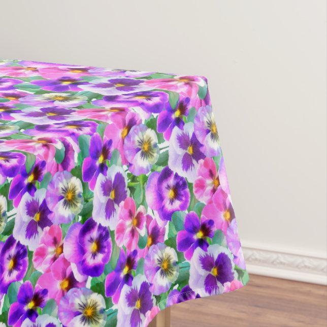 Colourful Violets Pansy Flower Pattern  Tablecloth (In Situ)