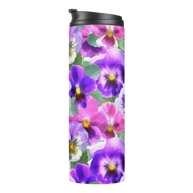 Colourful Violets Pansy Flower Pattern  Thermal Tumbler (Rotated Right)