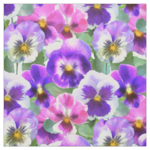 Colourful Violets Pansy Flowers Pattern Fabric