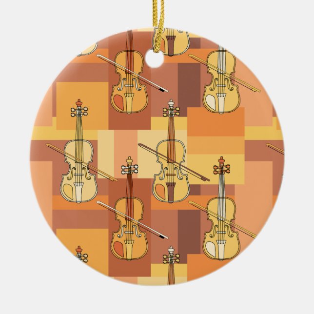 Colourful Violin Blocks Ceramic Ornament (Front)