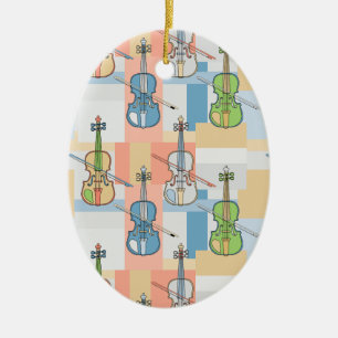 Colourful Violin Blocks Ceramic Ornament