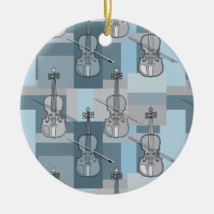 Colourful Violin Blocks Ceramic Ornament