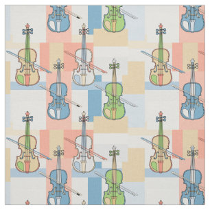 Colourful Violin Blocks Fabric