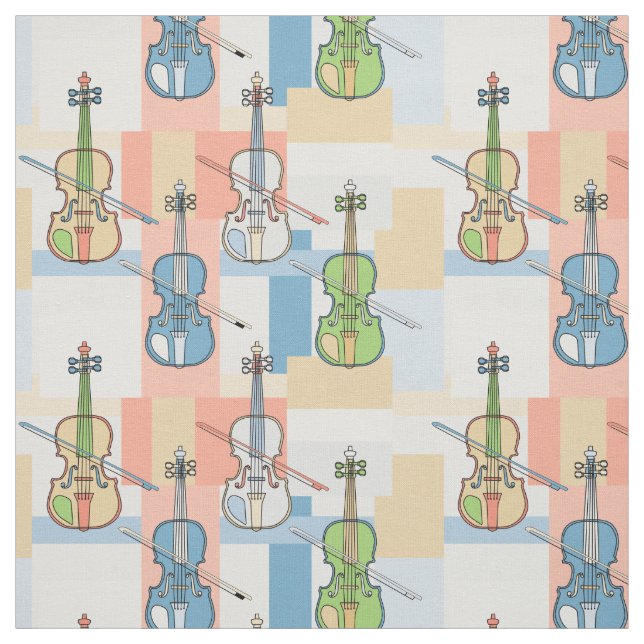 Colourful Violin Blocks Fabric (Swatch)