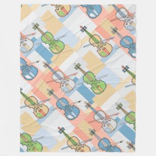 Colourful Violin Blocks Fleece Blanket