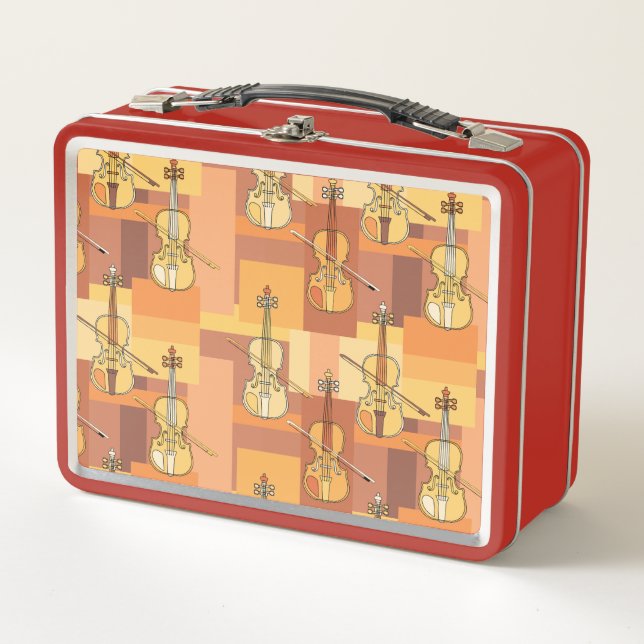 Colourful Violin Blocks Metal Lunch Box (Front)