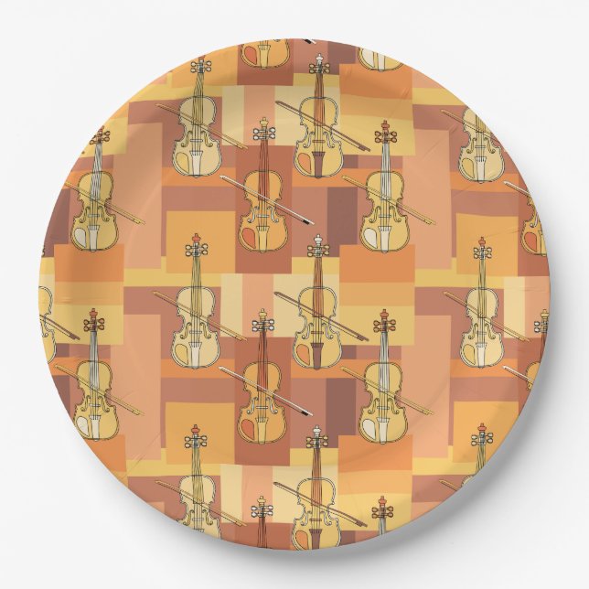 Colourful Violin Blocks Paper Plate (Front)