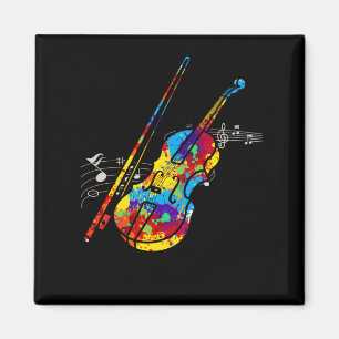 Colourful Violin Player String Instrument Musician Magnet