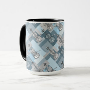 Colourful Violins Blue Grey Mug