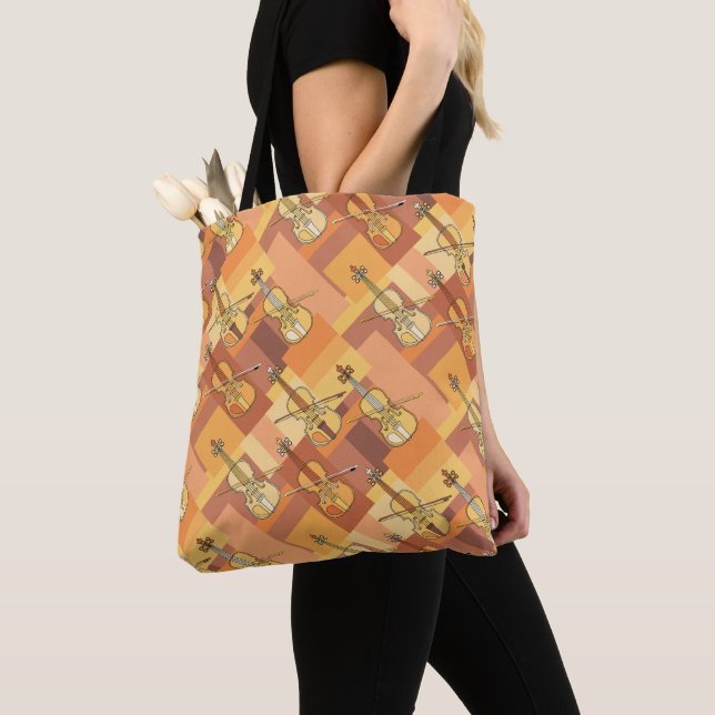Colourful Violins Blue Grey Tote Bag (Close Up)