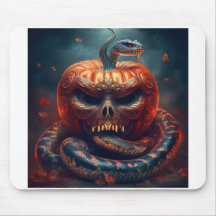 Colourful Viper Entwined With Evil Pumpkin