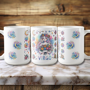 Colourful Virgo Zodiac Astrology Floral Coffee Mug