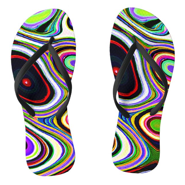 Colourful Vivid Abstraction Pattern Flip Flops (Footbed)