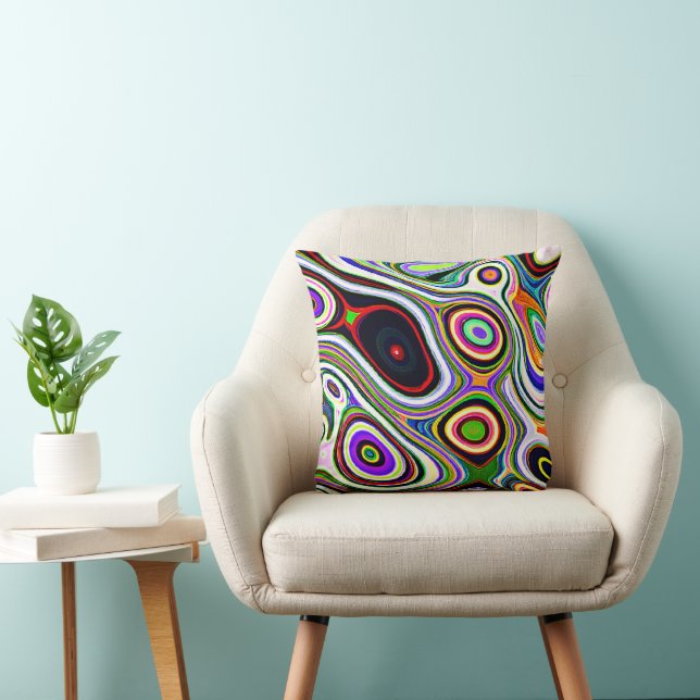 Colourful Vivid Abstraction Pattern Throw Pillow (Chair)