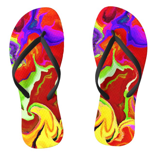 Colourful Vivid Abstractions Pattern Flip Flops (Footbed)