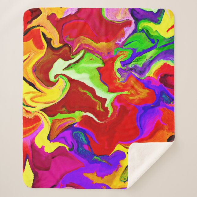 Colourful Vivid Abstractions Pattern Sherpa Blanket (Front)