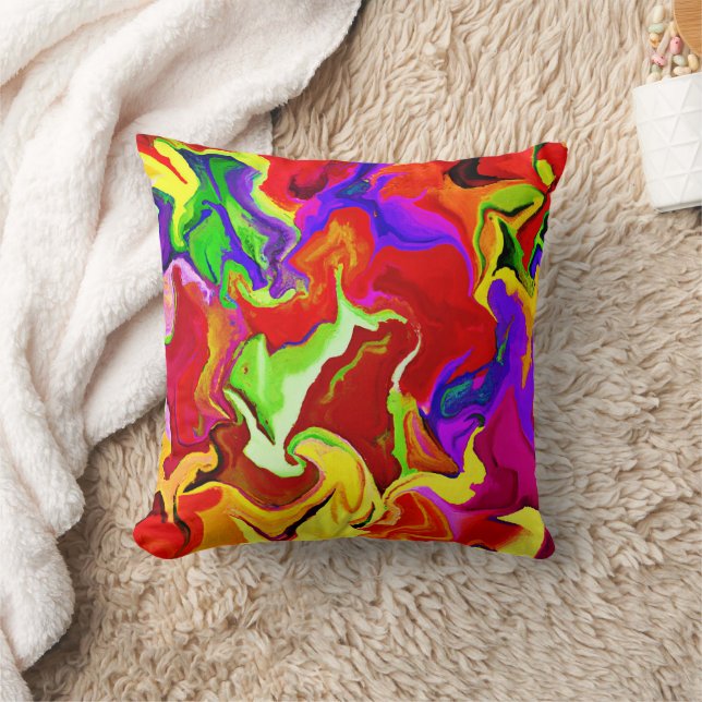 Colourful Vivid Abstractions Pattern Throw Pillow (Blanket)