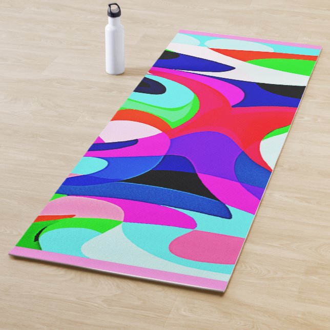 Colourful Vivid Abstractions Pattern Yoga Mat (In Situ)