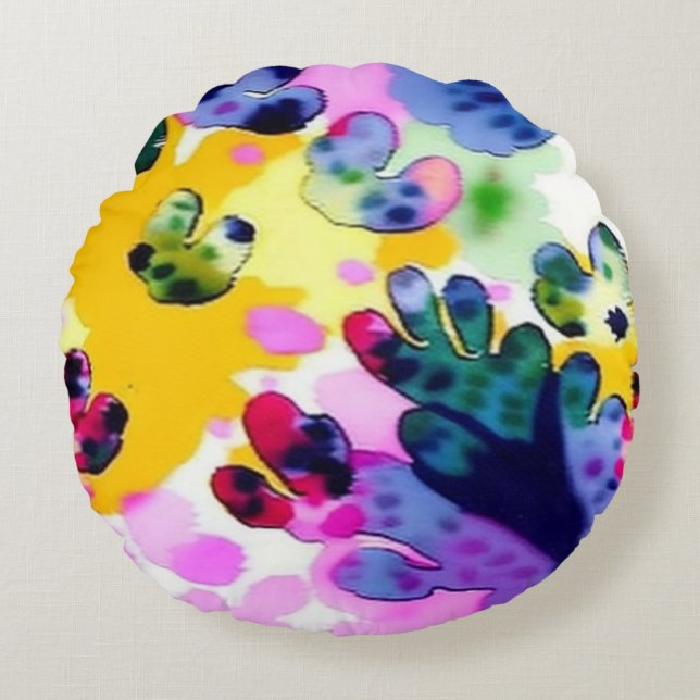 Colourful vivid design  round pillow (Front)