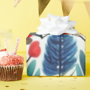 Colourful vivid flowers birdspattern Wrapping Pape Wrapping Paper
