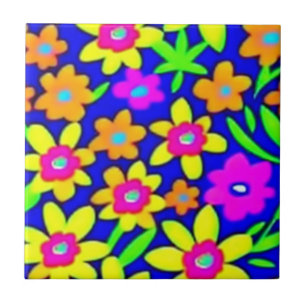 Colourful vivid flowers tile