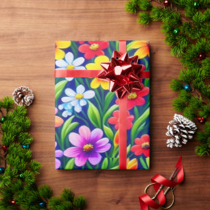 Colourful vivid flowers Wrapping Paper