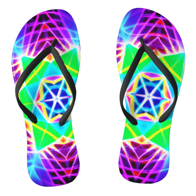 Colourful Vivid Pattern Flip Flops (Footbed)