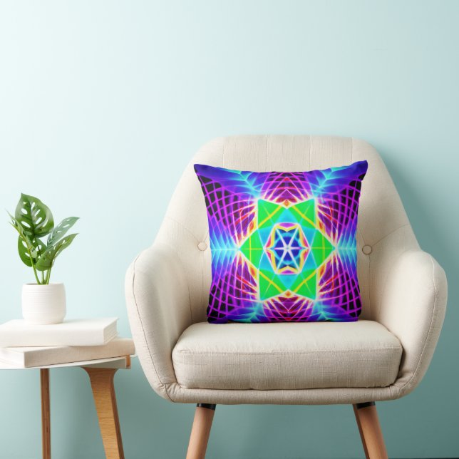 Colourful Vivid Pattern Throw Pillow (Chair)