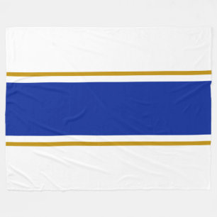 Colourful Vivid Royal Blue Racing Stripes On White Fleece Blanket