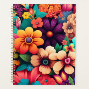 Colourful vivid  vintage flowers planner