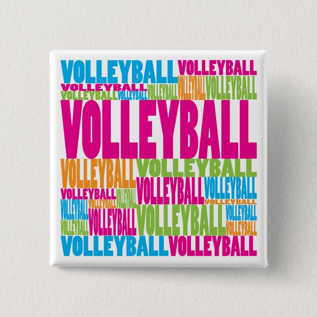 Colourful Volleyball 2 Inch Square Button (Front)