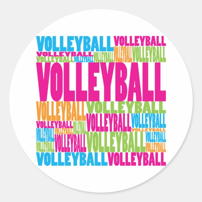 Colourful Volleyball Classic Round Sticker (Front)
