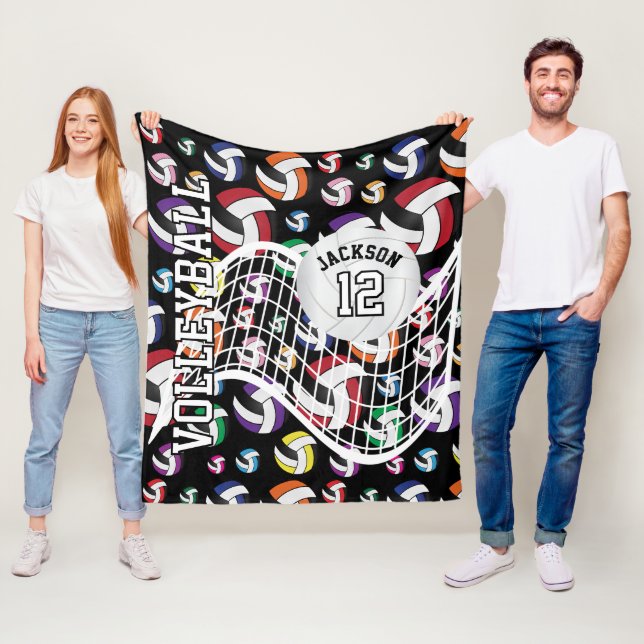 Colourful Volleyball Pattern Fleece Blanket (In Situ)