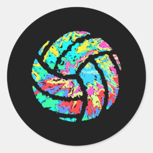 Colourful Volleyball Tie Dye Women n Girl Player Classic Round Sticker