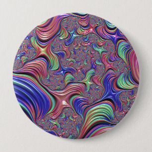 Colourful Vortex Abstract Trippy Spiral Fractal 4 Inch Round Button