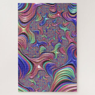 Colourful Vortex Abstract Trippy Spiral Fractal Jigsaw Puzzle
