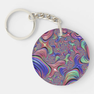 Colourful Vortex Abstract Trippy Spiral Fractal Keychain