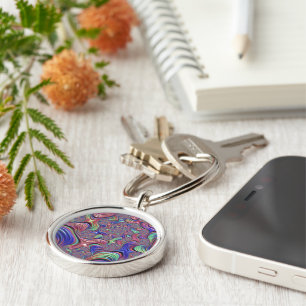 Colourful Vortex Abstract Trippy Spiral Fractal Keychain