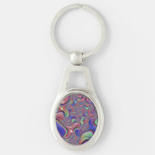 Colourful Vortex Abstract Trippy Spiral Fractal Keychain