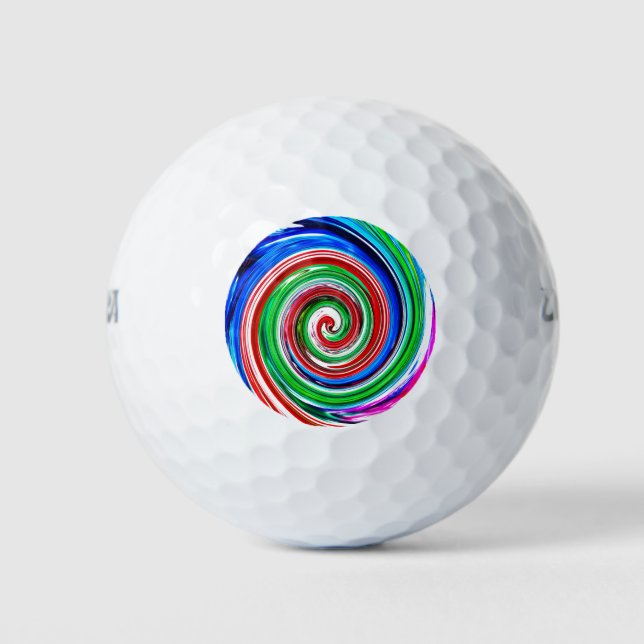 Colourful vortex golf balls (Front)