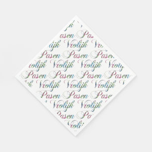 Colourful Vrolijk Pasen Dutch Language Happy Easte Napkin