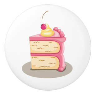 Colourful Wacky cake Illustration Pink Icing Ceramic Knob
