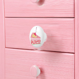 Colourful Wacky Slice of Pink Pie Illustration Ceramic Knob