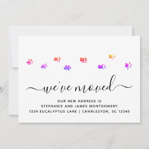 Colourful Walking Paws Moving Announcement Card
