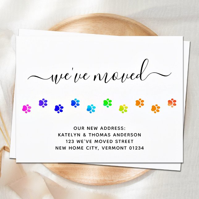 Colourful Walking Paws Personalized Moving Announcement Postcard (Creator Uploaded)