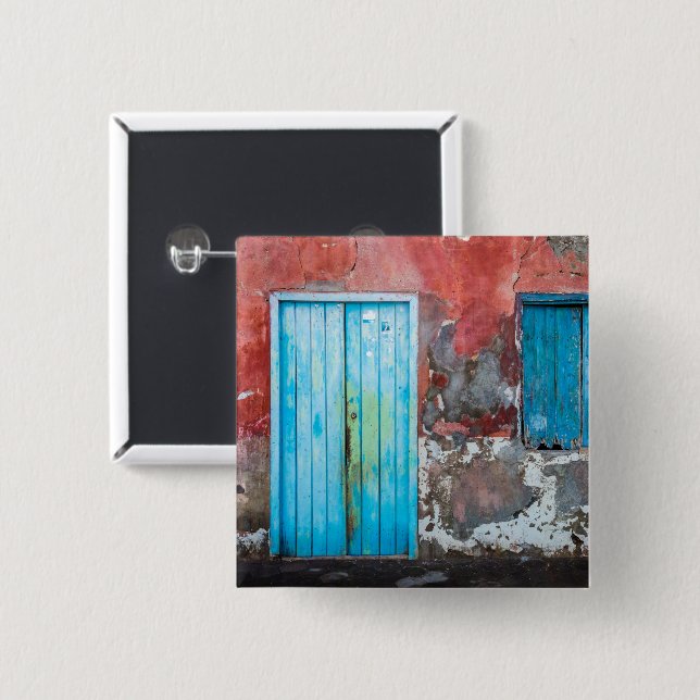 Colourful wall, door and shutters 2 inch square button (Front & Back)