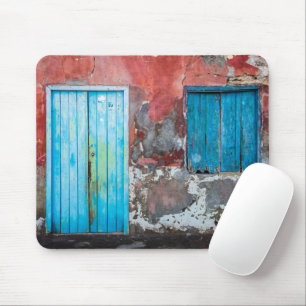 Colourful wall, door and shutters mouse pad