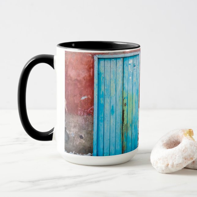 Colourful wall, door and shutters mug (With Donut)